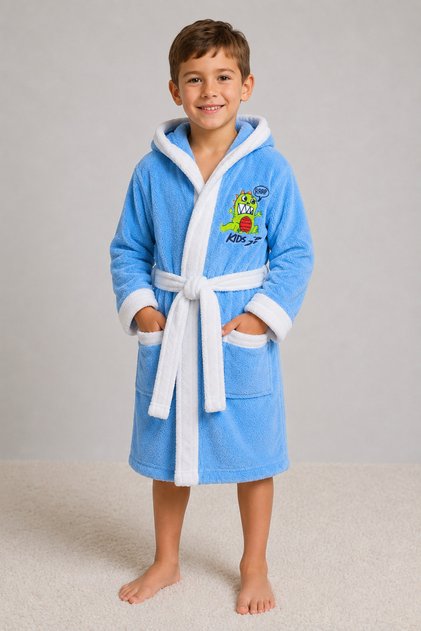 Children's Hooded Bathrobe 100% Cotton – Dinosaur (5 Years/ 110 cm)