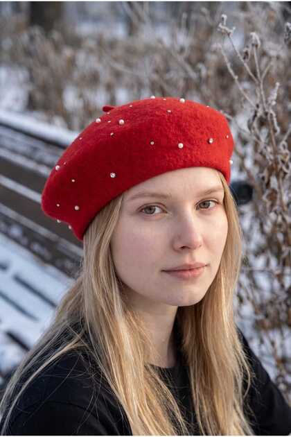 Women's Painter Angora Beanie with Pearl