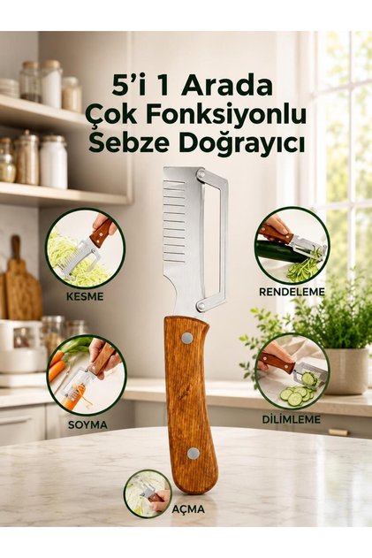 5-in-1 Multifunctional Vegetable Chopper, Cutting, Peeling, Grating and Slicing Apparatus, Stainless