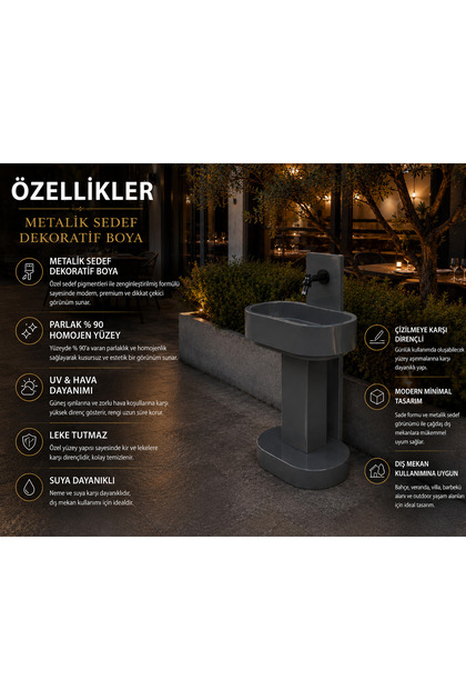 AVEDON MODERN BETON BAHÇE ÇEŞME TAKIMI ANTRASİT GRİ
