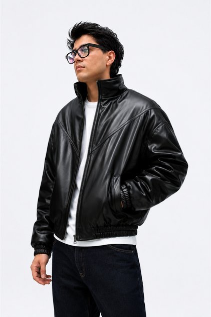 New Season Viral Bsk Model Men's Bomber Leather Jacket