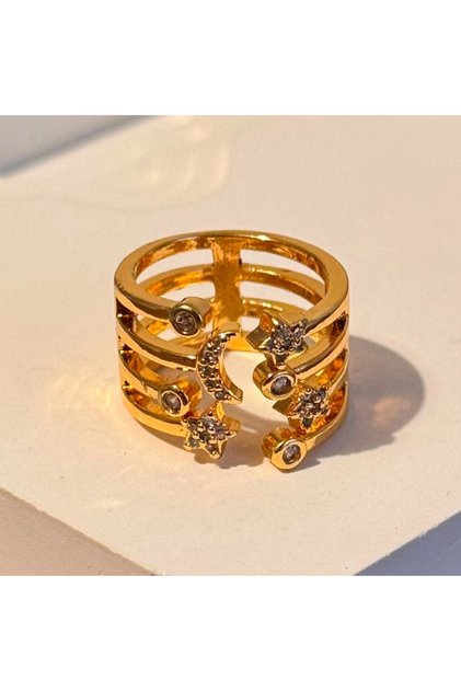 Moon Star Stone Ring - Adjustable