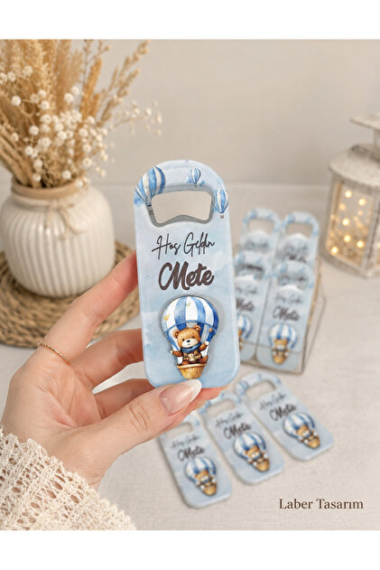 3D Embossed Teddy Bear Figured Magnet Opener Newborn Mevlüt Gift Baby Boy Opener 10 Pieces (Seller; Laber Design)