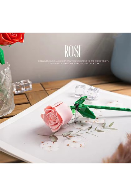 1pcs Romantic Rose Flower Bouquet Building Block Eternal Model Assembly Plastic Plant Brick Home Dec