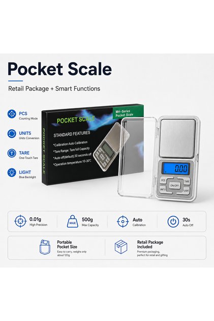 500g 0.01g 1/2Pcs 500g/0.01g Digital Pocket Scale, High Precision Mini Jewelry Scale with LCD Displa