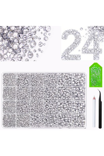 WHITE Silver Clear Rhinestones Gems for Bedazzling Crafting, Crystal Diamond Jewel Rhine Stone Bedaz