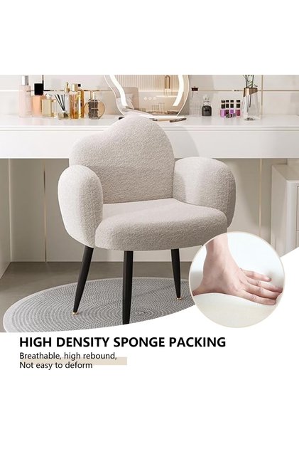 Vanity Makeup Desk Chair, Makeup Stools Home Office Desk Chair with Backrest, Wide Seat for Living Room, Bedroom for Study, Make up Room,Small Space (White)