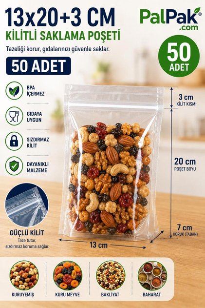 Transparent Ziplock Doypack Packaging (13X20+3) 250 Gr 50 Pieces