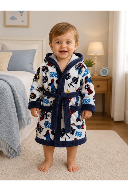 Hooded Children's Bathrobe 100% Cotton – with Trolley (1-2 Years Old/ 86 cm)