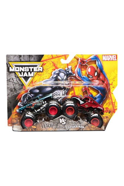 КОМПЛЕКТ MONSTER JAM ОТ 2 МЕТАЛНИ КОЛИ VENOM VS THE AMAZING SPIDERMAN МАЩАБ 1 ДО 65