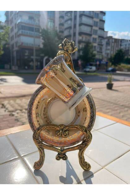 Antika Bremer Schmidt Eisenberg Porselen İçi Altın Kaplama Türk Kahvesi Fincanı