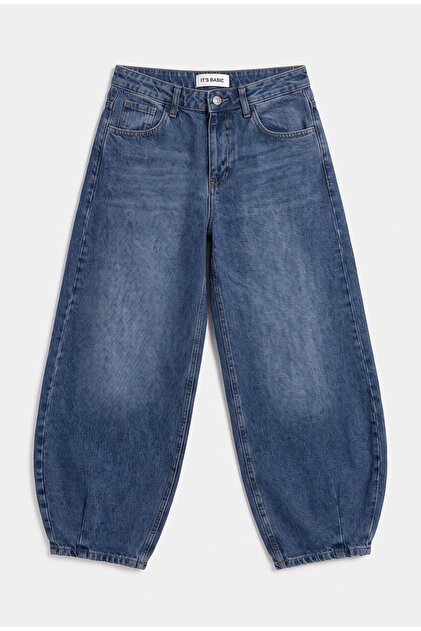 Kadın Koyu Kot 4s6-5 Mega Balon Fit %100 Koton T45 Denim Jean