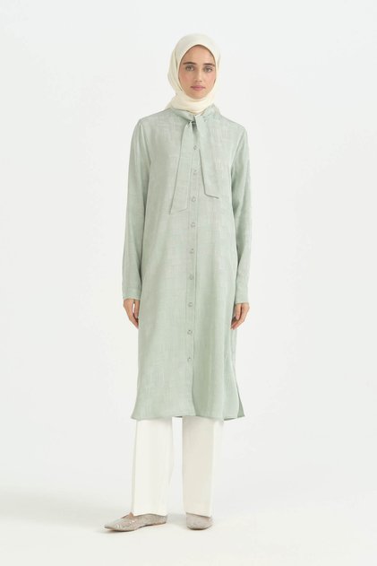 Fularlı Jakar Tunik - Mint