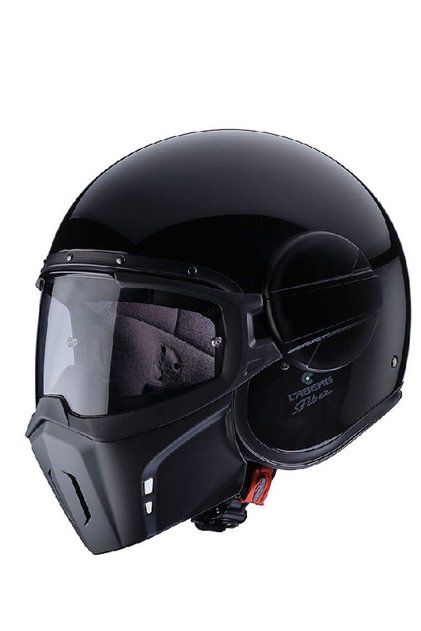 Jet Ghost Harley Retro Fiber Parlak Siyah Çene Açılır Kask (kalıplar dardır)