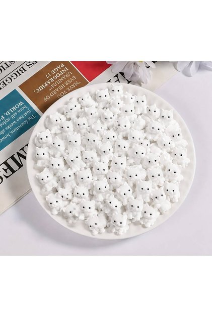 100 Adet Beyaz Mini Kedi Set Dikiz Aynası Araba Torpido Süsü Aksesuar Peyzaj Ev Dekorasyon Pasta Süs