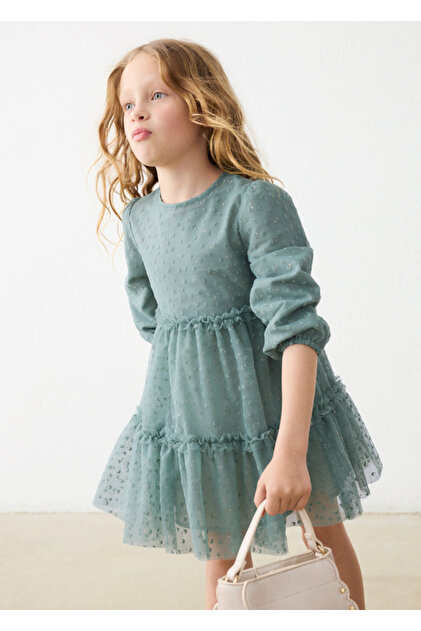 Rochie din tul cu volane pentru fete 4924