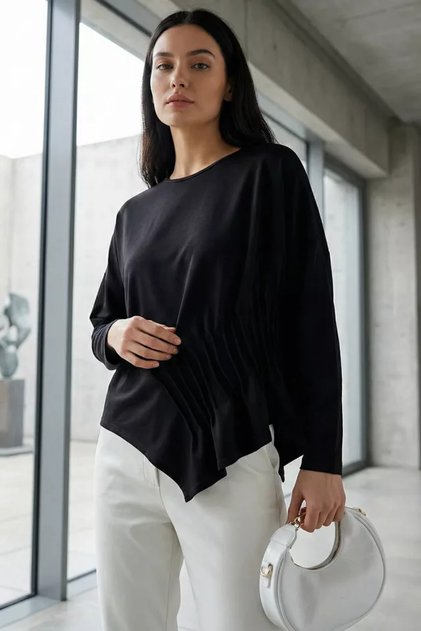 Gülseli Women's Pleated Asymmetrical Cut Blouse