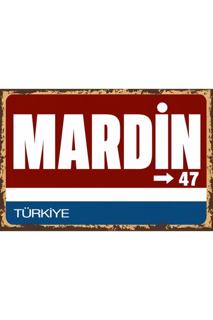 Mardin 47 Metal Duvar Tabelası Retro Vintage Dekoratif Şehir Plakası
