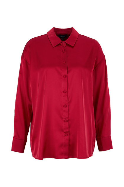 Kırmızı Kadın Loose Fit Gömlek F6SL-GML0194