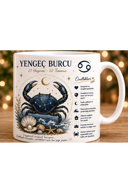 Burç Tasarımlı Porselen Kupa Bardak Bulaşık Makinesinde Yıkanabilir