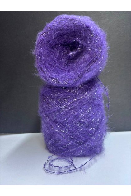 Purple, Silver Glitter Fine Mohair Knitting Yarn 200Gr