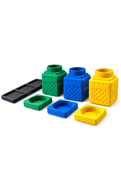 4 Piece Mini Storage Jar Set Organizer Box with Screw-On Lids and Tray Multi-Purpose Organizer