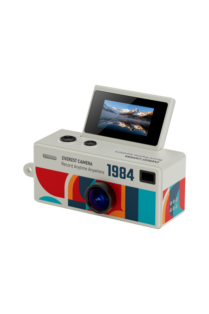 ADK1984 Beyaz 1.6MP Çevrilebilir Ekran Konteyner Tipi Retro Anahtarlık Mini Dijital Kamera