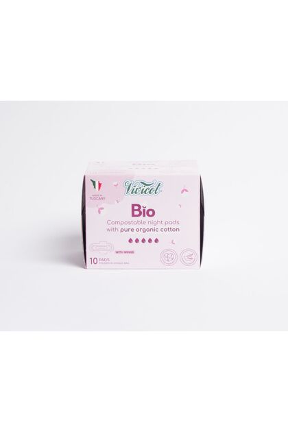 Absorbante de noapte din bumbac organic bio, cu aripioare, 2 x 10 absorbante, 5 picături