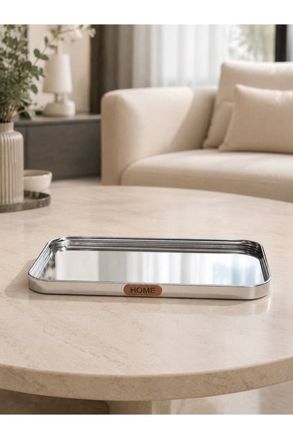 Rectangular Mirrored Metal Decorative Tray – Presentation Tray with Gold & Silver Color Options 25X15 cm