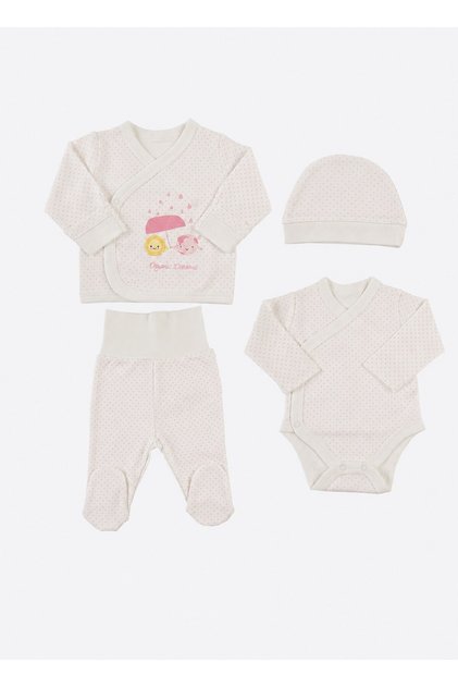 Organik New Dreams Prematüre 4'lü Hastane Çıkış Seti Pembe