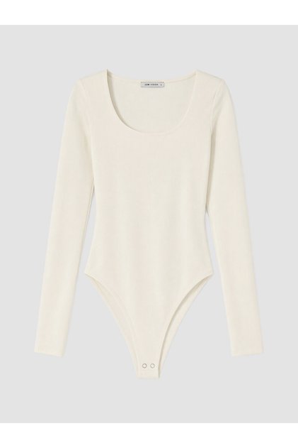 Ecru U-Neck Women's Bodysuit