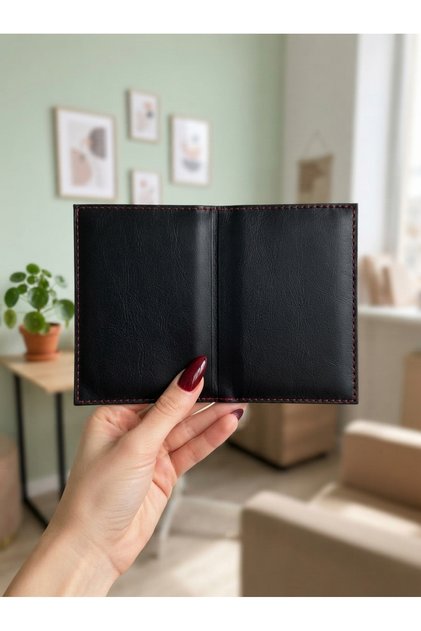 Black Leather Stitched Car License Holder