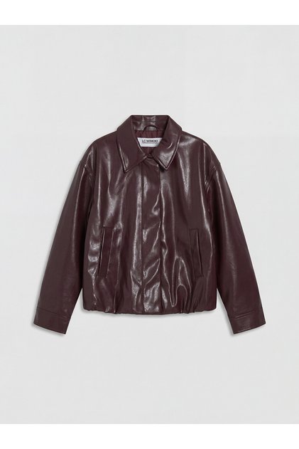 Lcw Kids Burgundy Leather Look Girl's Coat