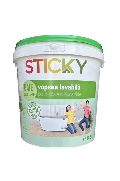 Vopsea Lavabilă Antimucegai Baie şi Bucătărie, găleată 8,5 ltr.