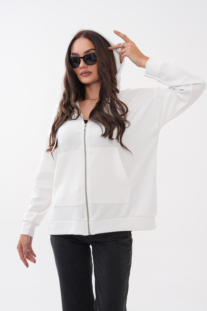 Oysho Sweatshirt with Bird-Eye Hood and Iron Zipper