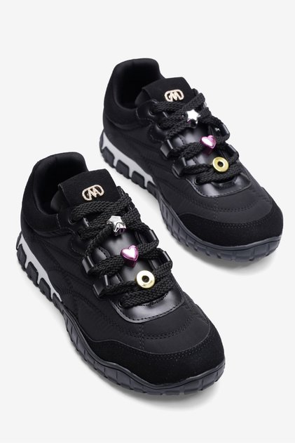 Women's Parachute Sneaker Suede Detailed Casual Sports Shoes with Accessories Nomi Black