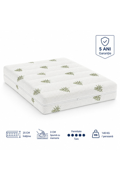 Saltea Ortopedică XXL Memory Plus, 160x200, Înălțime 25 cm (22+3)