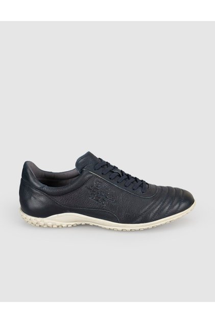 Men's Navy Blue Genuine Leather Padel Casual Shoes
