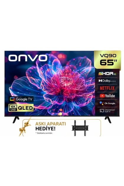 65VQ90F3UA 65 İNÇ QLED 4K Ultra Hd Google Smart Tv I HDR10 I Dolby Audio I Wi-Fi I Duvar Askı Aparatı Hediyeli