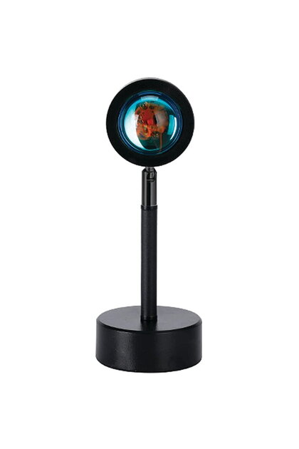 Lampa ambientala RGB, efecte de lumini, control prin aplicatie telefon, telecomanda, proiecteaza Apus de Soare, cap rotativ 360°, Negru