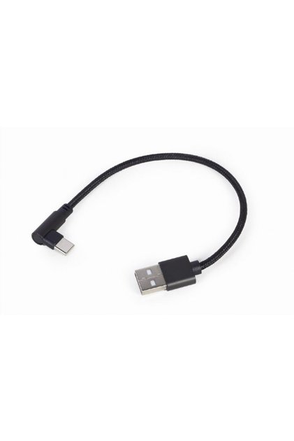 CABLU alimentare si date GEMBIRD, pt. smartphone, USB 2.0 (T) la USB 2.0 Type-C (T) 90 grade, 0.2m, negru