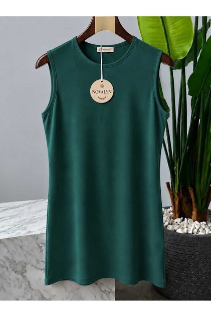 Novalyn Women's Sleeveless Basic T-Shirt Zero Sleeve Combed Cotton Blouse Athlete Model Daily Stylish Comfortable Cut Summer Top