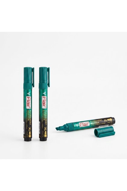 طقم أقلام ماركر دائم Flair XL - لون أخضر (3 قطعة )