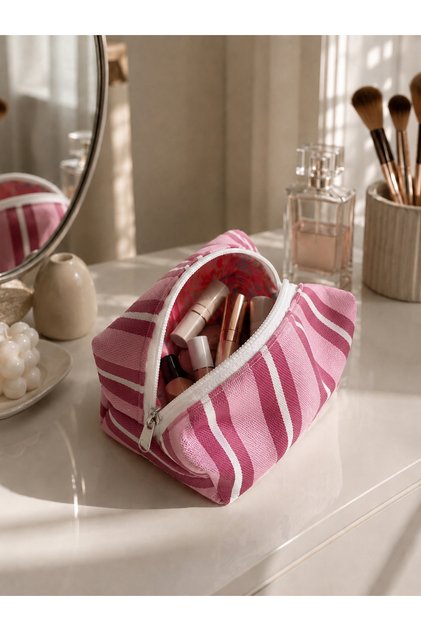 Mini Striped Bag Size Makeup & Cosmetic Bag 💞