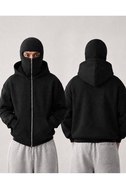 Snow Masked Ninja Unisex Sweatshirt Cardigan 2Strands Thick Fleece