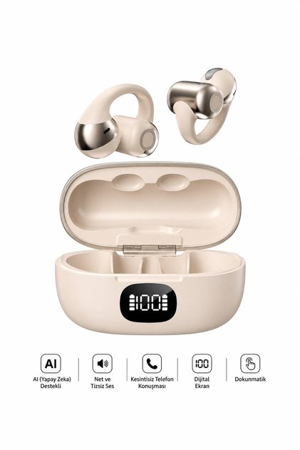 Klipsli Bluetooth Kulaklık Yapay Zeka Destekli Gerçek Zamanlı Çeviri Gürültü Azaltmalı Kablosuz Kulaklık