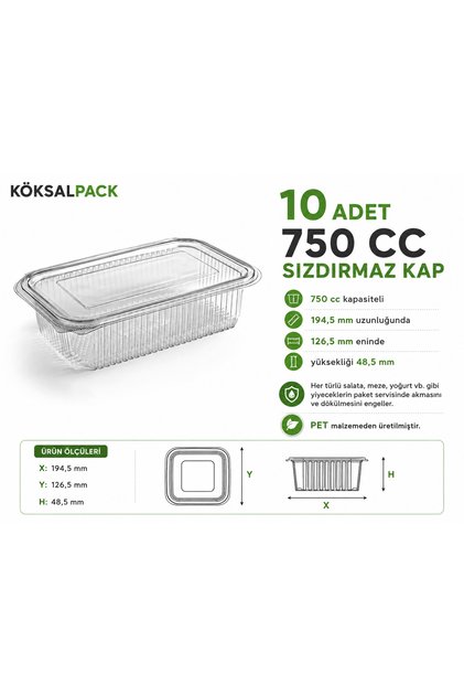 10 Pieces 750 Cc Leakproof Transparent Pet Food Container Salad Appetizer Yogurt Takeaway Container