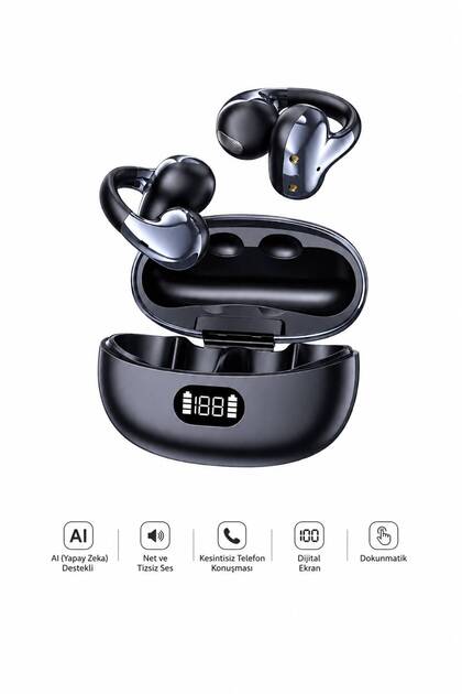 Klipsli Bluetooth Kulaklık Yapay Zeka Destekli Gerçek Zamanlı Çeviri Gürültü Azaltmalı Kablosuz Kulaklık