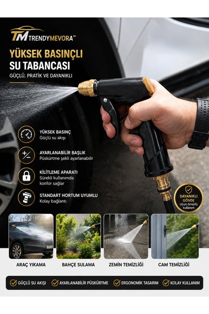 Yüksek Basınçlı Su Tabancası – Oto Yıkama, Bahçe ve Genel Temizlik İçin