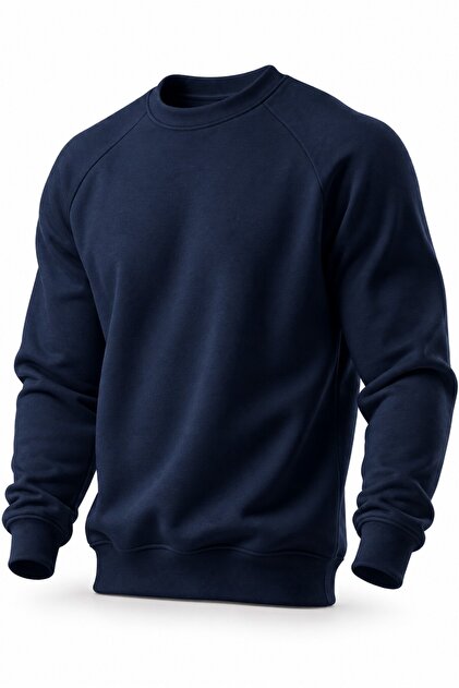 . Erkek Bisiklet Yaka Spor Sweatshirt Basic Günlük Rahat Pamuklu Uzun Kollu Sweat